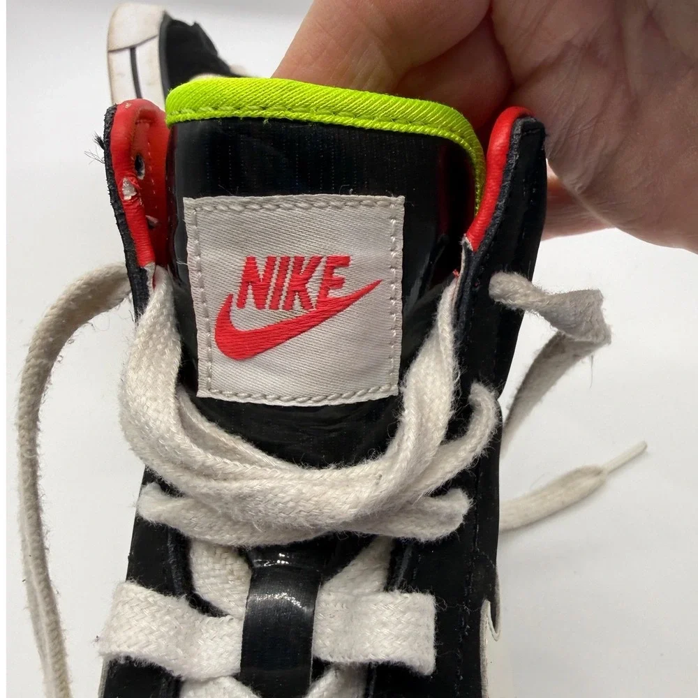 Nike Sweet Classic High Kids 5Y Black Neon Patent Leather Sneakers Athletic Shoe - Picture 7 of 9
